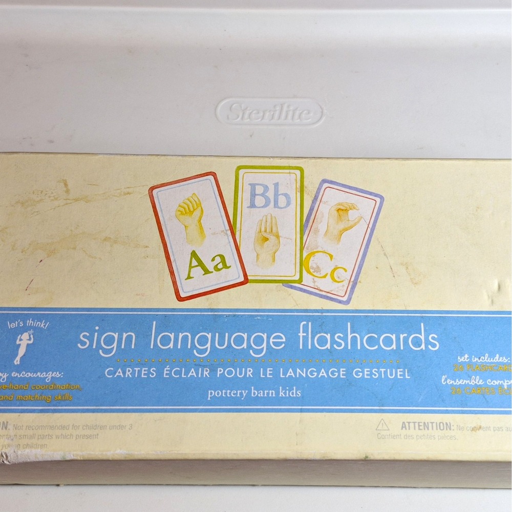 Pottery Barn Kids Sign Language Cards, 25-Card Letters Set Ages 3+ missing the A